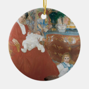 Ornamento De Cerâmica Carl Larsson Sra. Dora Lamm e seus dois filhos mai