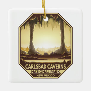 Ornamento De Cerâmica Carlsbad Caverns National Park Retro Emblem