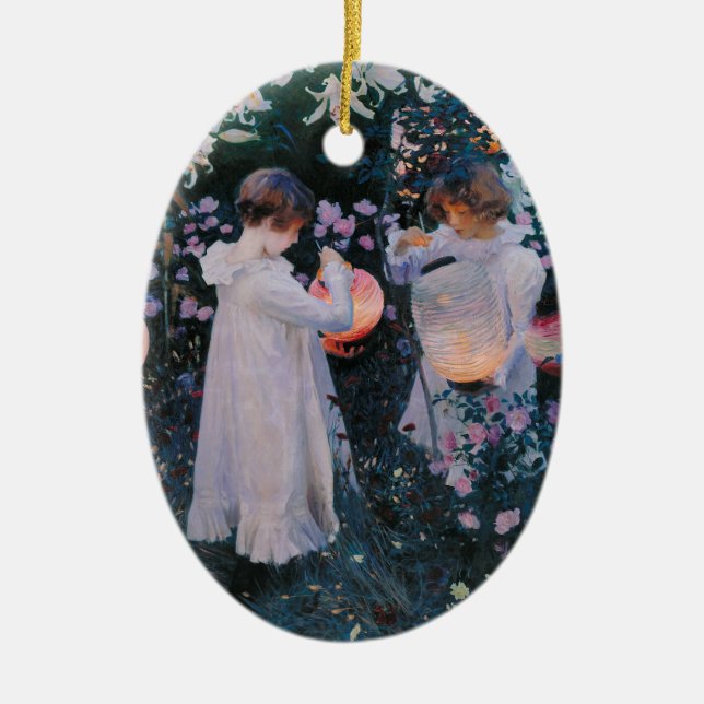 Ornamento De Cerâmica Carnação Lily Lily Rosa John Singer Sarger Art (Frente)