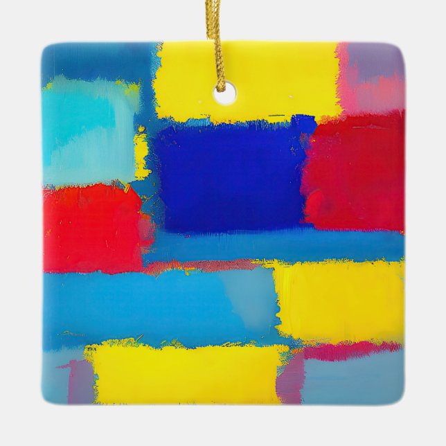 Ornamento De Cerâmica "Carnaval de Cobalto" Abstrato Art (Frente)