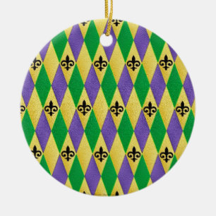 Ornamento De Cerâmica Carnaval Harlequim Flor de Lis