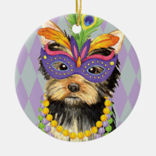 Ornamento De Cerâmica Carnaval Yorkie