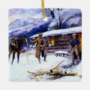 Ornamento De Cerâmica "Carne de Natal" por Charles M Russell