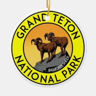 Ornamento De Cerâmica Carneiros de Bighorn grandes de Wyoming do parque