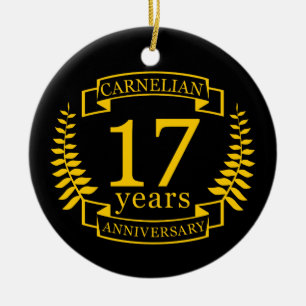 Ornamento De Cerâmica Carnelian Gemstone aniversário de 17 anos