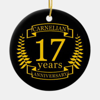 Ornamento De Cerâmica Carnelian Gemstone aniversário de 17 anos