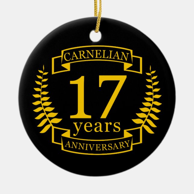 Ornamento De Cerâmica Carnelian Gemstone aniversário de 17 anos (Frente)