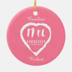 Ornamento De Cerâmica Carnélio tradicional do 17.º aniversário de casame