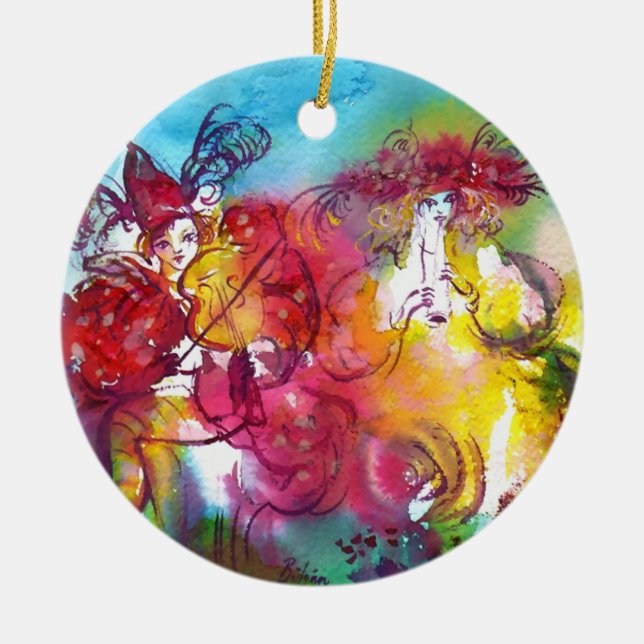 Ornamento De Cerâmica CARNIVAL NIGHT / Mascarada veneziana,Dance Music (Frente)