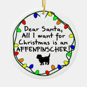 Ornamento De Cerâmica Caro Papai noel Affenpinscher