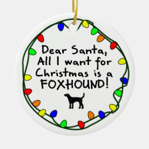 Ornamento De Cerâmica Caro Papai noel Foxhound