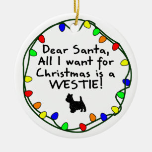 Ornamento De Cerâmica Caro Papai noel Westie