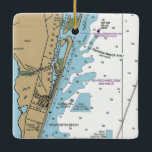 Ornamento De Cerâmica Carolina Beach NC Chart<br><div class="desc">Enfeites de natal Carolina do Norte em Carolina do Norte feito com gráfico náutico NOAA.</div>