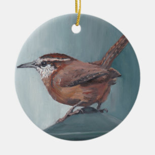 Ornamento De Cerâmica Carolina Wren Bird Art Round Porcelain Ornament
