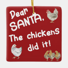 Ornamento De Cerâmica Caros Papais noeis, As Galinhas Fizeram No Natal