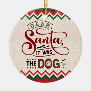 Ornamento De Cerâmica Caros Papais noeis, Era O Cachorro - Um Natal Engr