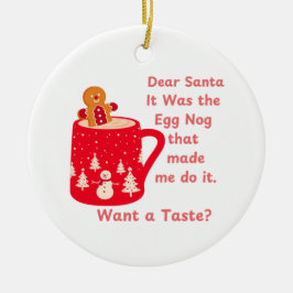 Ornamento De Cerâmica Caros Papais noeis, era o Nog Ovo, queria um sabor