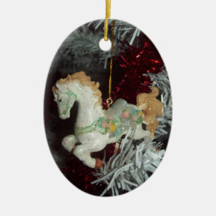 Ornamento De Cerâmica Carousel Horse Oval Ornament