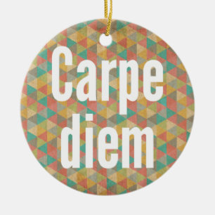 Ornamento De Cerâmica Carpe diem Aproveite o Dia Triângulos Coloridos