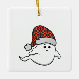Ornamento De Cerâmica Carpete de hotel assustador fantasma de natal
