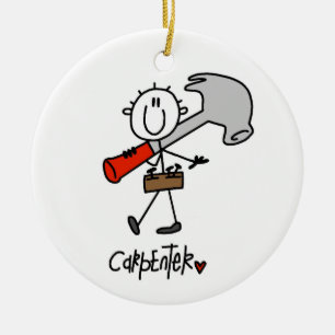 Ornamento De Cerâmica Carpinteiro com martelo