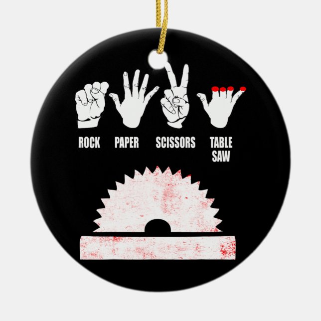 Ornamento De Cerâmica Carpinteiro de Madeira - Mesa de papel Rock Engraç (Frente)