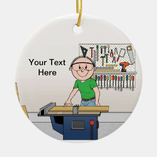 Ornamento De Cerâmica Carpinteiro - homem (Frente)