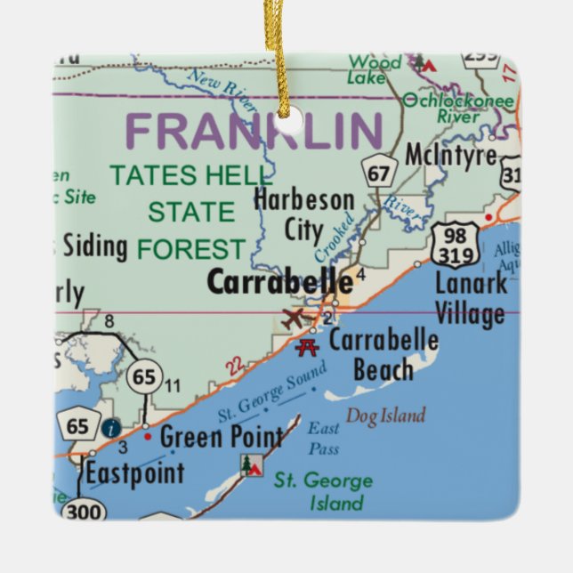 Ornamento De Cerâmica Carrabelle Florida Map (Frente)