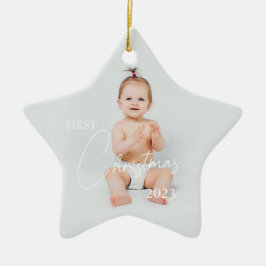 Ornamento De Cerâmica Carregar Foto Primeiro Natal