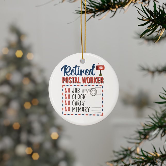 Ornamento De Cerâmica Carrier Carta-Trabalhador Aposentado Retirada (Retired Postal Worker Mail Man Delivery Driver Retirement Gag Christmas Ornament Keepsake)