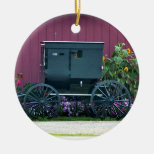 Ornamento De Cerâmica Carrinho-Barnyard de Amish