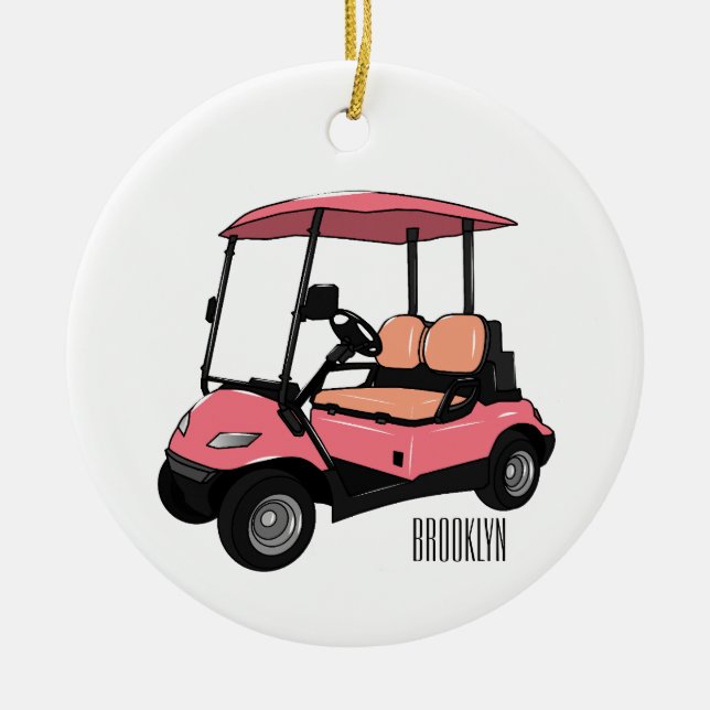 Ornamento De Cerâmica Carrinho de golfe / desenho animado de buggy de go (Frente)