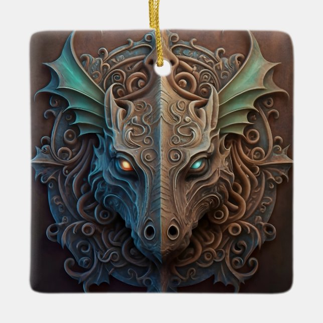 Ornamento De Cerâmica Carrinho do Dragão Gargoyle da Pedra Medieval (Frente)