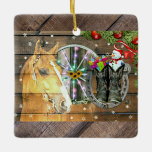 Ornamento De Cerâmica Carro de Cavalo de Natal Roda Cowboy Boots Garland