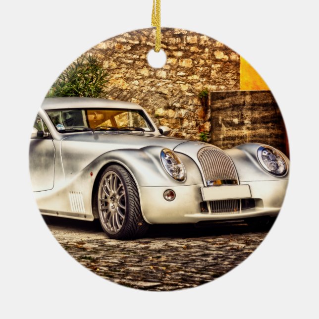 Ornamento De Cerâmica Carro de esporte clássico prata (Traseira)