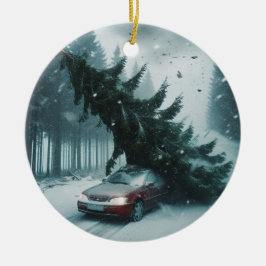 Ornamento De Cerâmica Carro Vermelho do Ciclone Bomba