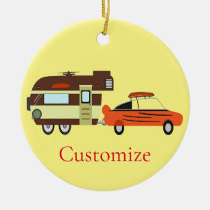Ornamento De Cerâmica Carro vintage e Camper Thunder_Cove