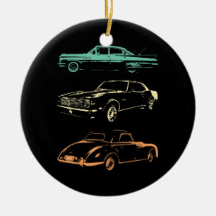 Ornamento De Cerâmica Carros vintage - Retro Gráfico dos anos 80 e 90