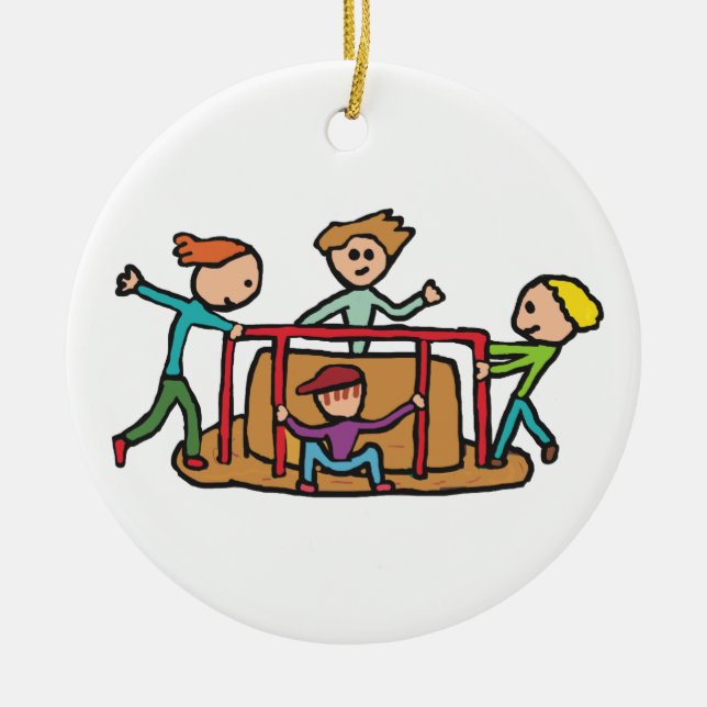 Ornamento De Cerâmica Carrossel do campo de jogos (Frente)