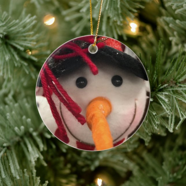 ORNAMENTO DE CERÂMICA "CARROT NOSED SNOWMAN ORNAMENT** E GIFT (Árvore)