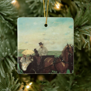 Ornamento De Cerâmica Carruagem nas Corridas por Edgar Degas, Arte Antig