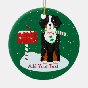 Ornamento De Cerâmica Carta De Cachorro Bernês Mt De Natal Personalizado