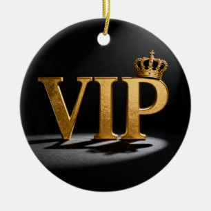 Ornamento De Cerâmica Carta Vintage Dourada - VIP com Coroa 8