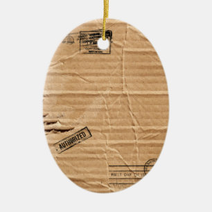 Ornamento De Cerâmica Cartão danificado velho de Brown com selos e