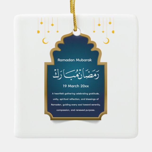 Ornamento De Cerâmica Cartão de Eid Mubarak Cortado (Frente)