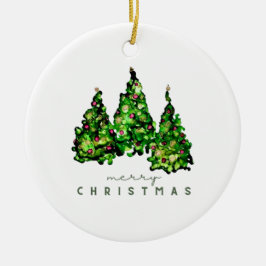 Ornamento De Cerâmica Cartão de Natal de árvore de Natal com design de t