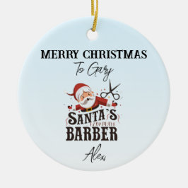 Ornamento De Cerâmica Cartão de Natal de Barber Personalizado