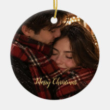 Cartão de Natal de casal com Xadrez Vermelho