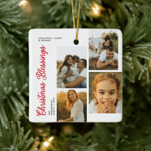 Ornamento De Cerâmica Cartão de Natal Minimalista com Escrito Família 6