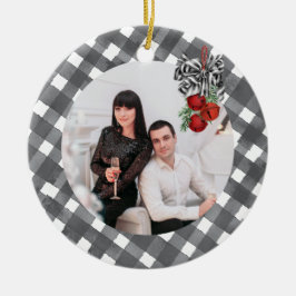 Ornamento De Cerâmica Cartão de Noël Preto e Branco
